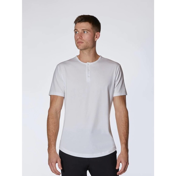 Cuts Clothing Other - Cuts Clothing Men's Curve Hem Henley 4 Way Stretch Tee T-Shirt in White